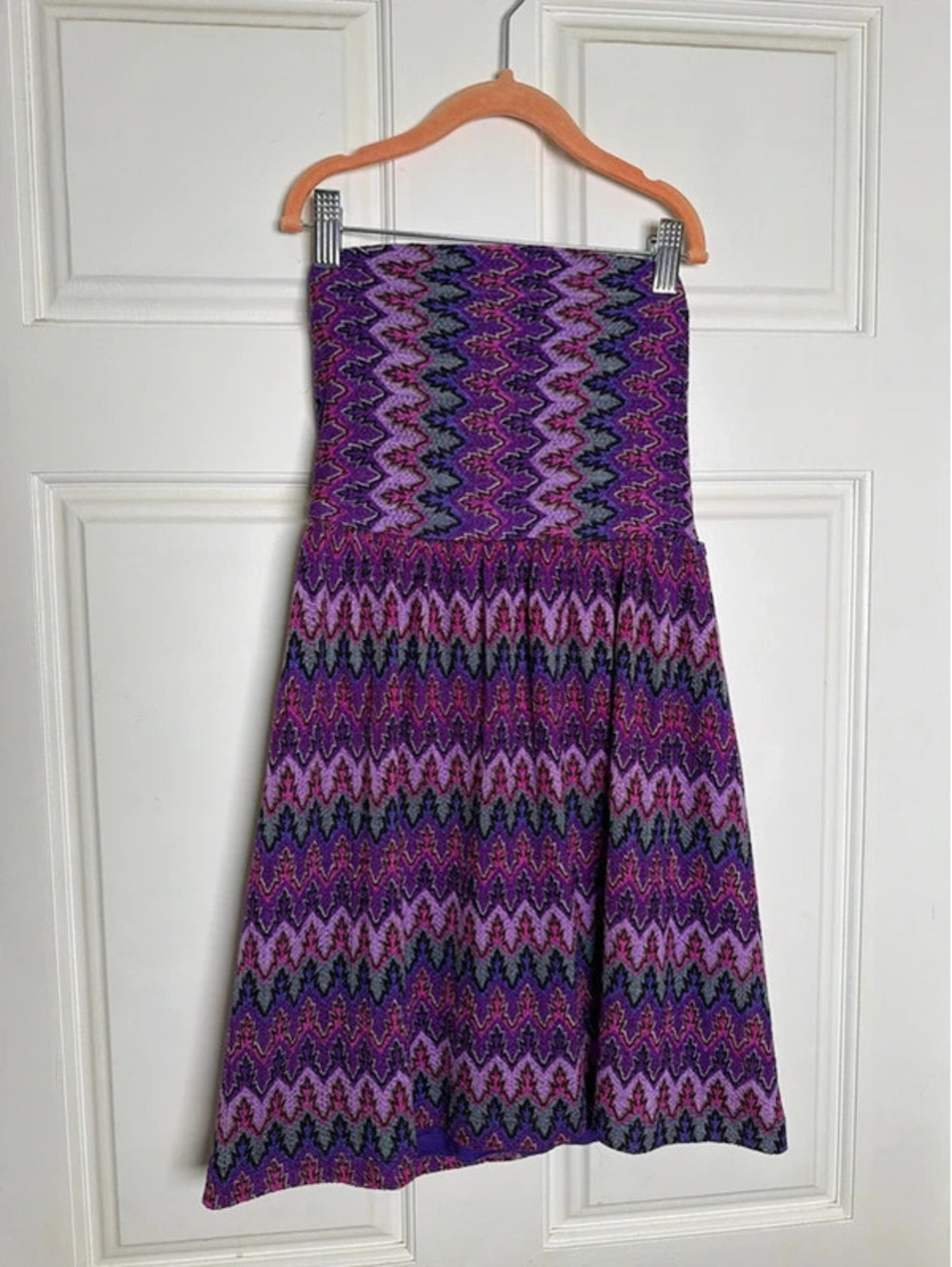Y2K Purple Stripe Tube Dress XS Strapless